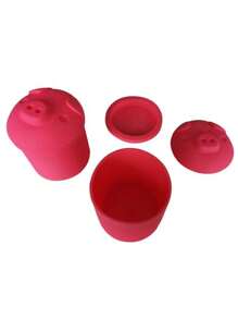 1pc Pig-Shaped Oil Grease Storage Container, Silicone Bacon Grease Holder Drainer Bacon Grease Collector - Pink - View 4