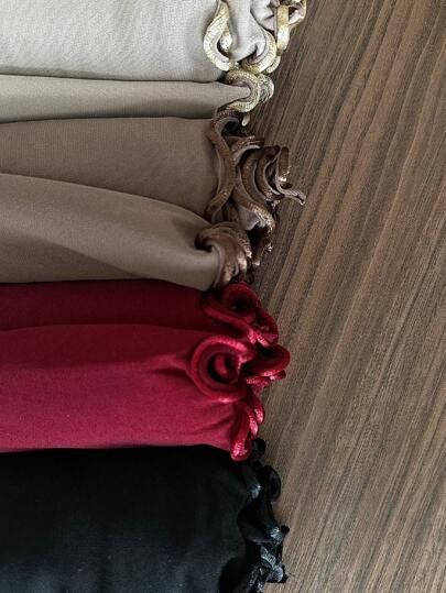 1 Pc Women Plain Soft Modal Fabric Ruffle Edge Headscarf, Casual Arabic Conservative Solid Color Head Wrap, Suitable For Daily Use Valentines Veiled Clothes,Abayas Accessories Soft Hijab