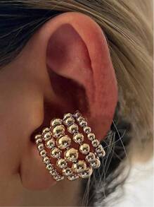 1/2/3 Pieces Set Simple Exaggerated Round Bead Hollow Stacking Earrings Set For Women's Dance Party Date Holiday Gift To Match Daily Clothing, Holiday Clothing Chunky Jewelry