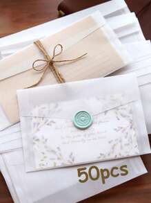50入組半透明霧面硫酸紙信封,簡約歐式風格和精美創意袋 - 無色 - 查看 9