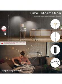 Lampada da terra a LED luminosa - temperatura del colore regolabile e luminosità dimmerabile, lampade da terra moderne, luce da lavoro regolabile in altezza a collo di cigno con USB, per lettura, ufficio, soggiorno, camera da letto, estensione ciglia, centro benessere viso, salone e make-up