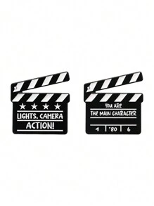 1/2 Peças Broche Criativo de Claquete de Cinema, Emblema de Desenho Animado, Joia da Moda Adequada para Uso Diário de Homens e Mulheres, Pode Ser Preso em Roupas e Mochilas
