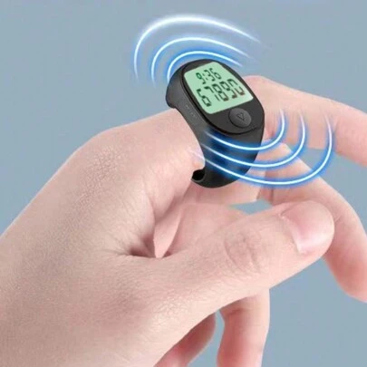 SUTAN Nuevo reloj de anillo multifunción con cronómetro, metrónomo, retroiluminación, temporizador silencioso y doble pantalla con borrado automático, incluye pila, color blanco