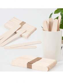 100pcs Professional Large Size Wooden Waxing Sticks Applicator Spatula - Beige - View 8