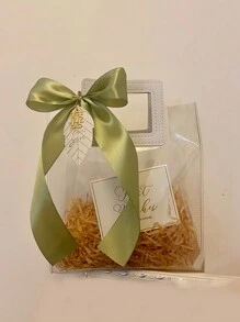 1 pezzo Elegante borsa in PVC con manico per damigelle, borsa regalo trasparente per caramelle da regalare per spose, feste di compleanno e occasioni speciali