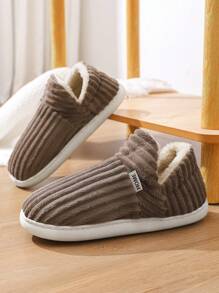 Cozy Men's Indoor Slippers With Heel - Soft, Warm Fabric Lining, Non-Slip EVA Sole, Solid Color, All-Season Comfort