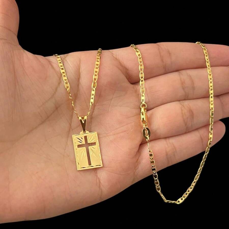 Piastrini Men's Thin Chain Necklace 18k Gold Plated - 金色 - 查看 1