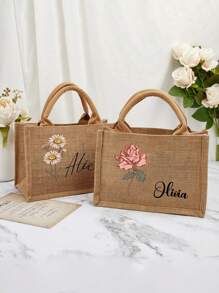 Customized Flower Pattern Text Hand-Held Canvas Bag Tote Bag, 3D Men's And Women's Large Capacity Shopping Bag Tote Bag, Canvas Bag Hand-Held Sail Bag Ins Premium Bag, Large Capacity 3D Canvas Bag Tote Bag, Storage Bag For Commuting, Traveling, Student Classes And Other Items, Can Be Used As New Year's, Monday, Christmas Gifts For Friends And Family Bags Ladies,School Supplies,Back To School,For Office,For School,For Classroom,For Teacher Gifts,For University,For Colleague,For Dorm Rooms,For Teacher,For Boys And Girls,For Teenagers,Junior High School Students,Middle School Students,High School Senior High School Students,College Students,University Students,Freshman,Sophomore,Underclassmen