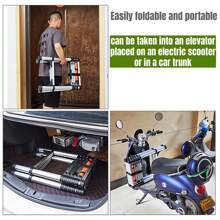 A-Frame 5+5 Step Ladder, 4.6 FT Adjustable Walkable Telescoping Ladder, 350 Lbs Load Capacity, 201 Industrial-Grade Stainless Steel Multi-Position Folding Ladder With Stabilizer Ropes And Tool Bag, For Home, Stairs, RV, And Outdoor Use - Silver - View 8