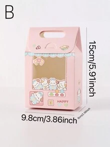 3/6/12pcs Cute Cartoon Window Gift Bags, Small Cookie Boxes, Colorful Candy Containers, Handheld Party Gift Boxes, Suitable For Birthday, Wedding, Graduation And Various Occasions - Multicolor - View 12