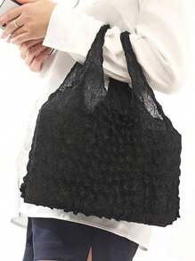 1 pieza Bolsa de tote mágica y elástica para mujeres, bolso de compras retráctil de gran capacidad, bolsa de compras reutilizable de varios colores y plegable, esencial para viajes, bolsa de piña, bolsa de burbuja arrugada para viajes, campamento, exterior, playa, vacaciones de verano y vuelta al colegio