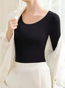 Women's Ultra-Thin Base Layer Long Sleeve Seamless Skin-Friendly Stretch Undershirt, Thermal Underwear Bottoming Top Long Sleeve
