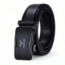 1pc Geometric Pattern Casual PU Leather Men's Belt, Suitable For All Seasons - Black - View 6