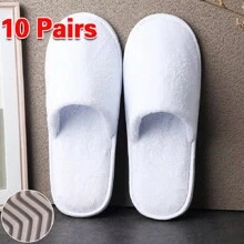 10/20/30 Pairs Spa Hotel Guest Slippers Toe Towelling Disposable Terry Style New - White - View 3
