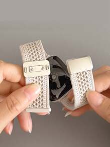 1pc Unisex Starlight White Breathable Knitted Nylon Woven Magnetic Closure Watch Band, Compatible With Apple Watch 38mm/40mm/41mm/42mm/44mm/45mm/46mm/49mm All Models, Compatible With Ultra/SE/S10/S9/8/7/6/5/4/3/2/1 Series, Classic, Easy To Wear, Fashionable