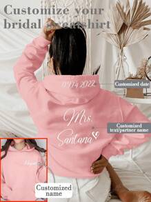 Customized Bride Necessities Hoodie, Gift For Girlfriend/Wife, Valentine's Day Gift, Personalized Women's Hoodie - Add Your Own Text (Name/Partner's Name/Quote/Anniversary Date/Internet Meme) To Design Your Custom Printed Sweatshirt Fashion, Hipster, Contracted, Easy Costume, Minimal Chic, Casual, Cozy Unique, Custom Treasurefinds, Belle Costume Ideal Gifts For Her Family, Friends, Children, Pink Girls For Mother's Day, For Children's Day, For Vacation