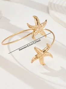 1 pieza Brazalete de color dorado con forma de estrella de mar de verano para mujer, joyería de playa, joyería para fiesta en la piscina