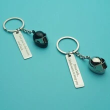 Schlüsselanhänger aus Zinklegierung in Form eines Motorradhelms, mit gravierter Edelstahl-Anhänger als Taschendekoration, Weihnachten und Urlaubsgeschenk - "Fahr vorsichtig Schlüsselanhänger"