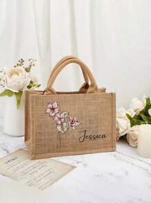 Customized Flower Pattern Text Hand-Held Canvas Bag Tote Bag, 3D Men's And Women's Large Capacity Shopping Bag Tote Bag, Canvas Bag Hand-Held Sail Bag Ins Premium Bag, Large Capacity 3D Canvas Bag Tote Bag, Storage Bag For Commuting, Traveling, Student Classes And Other Items, Can Be Used As New Year's, Monday, Christmas Gifts For Friends And Family Bags Ladies,School Supplies,Back To School,For Office,For School,For Classroom,For Teacher Gifts,For University,For Colleague,For Dorm Rooms,For Teacher,For Boys And Girls,For Teenagers,Junior High School Students,Middle School Students,High School Senior High School Students,College Students,University Students,Freshman,Sophomore,Underclassmen