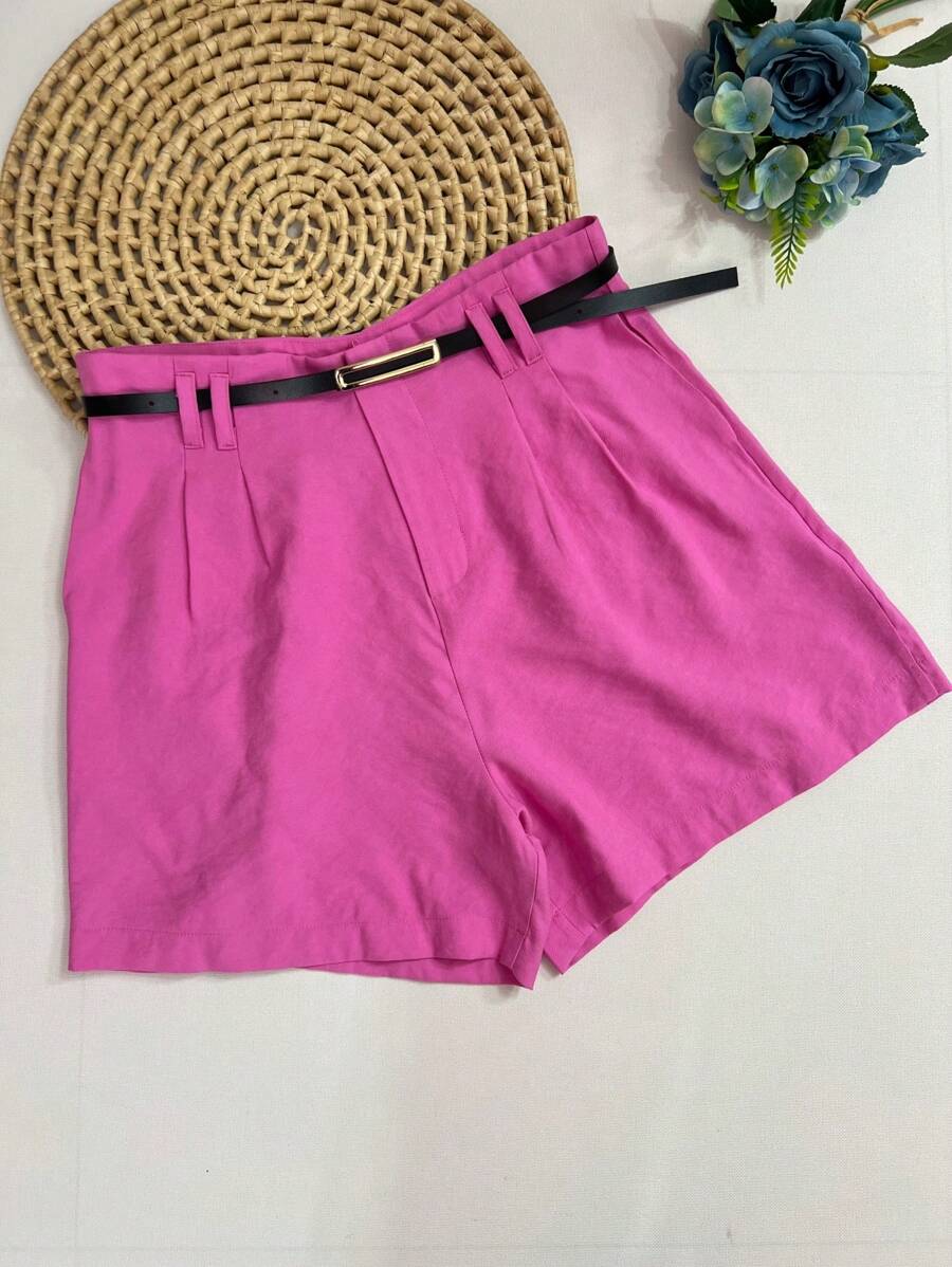Marrant Shorts With Belt And Pocket High Waist - 粉色 - 查看 1