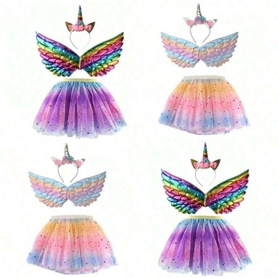 Unicorn Kids Costume Kit/Wing+Skirt+Tiara - 彩色 - 查看 1