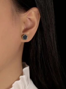 Flyleaf 2 件 925 纯银 18K 镀金三叶草花耳钉，优雅的日常佩戴精美珠宝 - 金色 - 查看 4