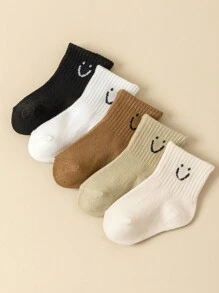 5 Pairs Baby Boy& Girl Socks Cute Cartoon Pattern & Solid Color Socks All Seasons Comfortable And Soft Infant Socks