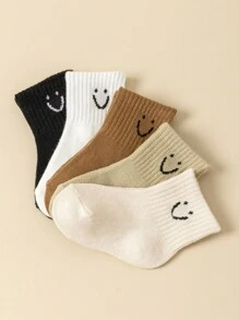 5 Pairs Baby Boy& Girl Socks Cute Cartoon Pattern & Solid Color Socks All Seasons Comfortable And Soft Infant Socks