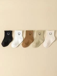 5 Pairs Baby Boy& Girl Socks Cute Cartoon Pattern & Solid Color Socks All Seasons Comfortable And Soft Infant Socks