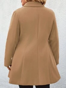 1pc Mulheres Plus Size Natal Casual Trabalho Solto Jaqueta, Adequado Para Deslocamento, Outono/Inverno, Negócios Casuais, Festival Wear - Marrom Claro - Ver 2