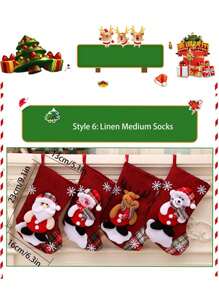 4 قطع/مجموعة جوارب ، أكياس هدايا ، ديكورات جوارب ، إكسسوارات زينة شجرة - متعدد الألوان - مشاهدة 5