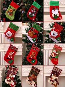 4 قطع/مجموعة جوارب ، أكياس هدايا ، ديكورات جوارب ، إكسسوارات زينة شجرة - متعدد الألوان - مشاهدة 4