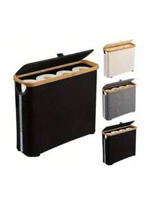 1 pieza Soporte plegable para papel de tissue con tapa, caja de almacenamiento de tela minimalista con ventana, contenedor de almacenamiento multiusos para baño, cocina, dormitorio, decoración del hogar y organizador de baño de verano