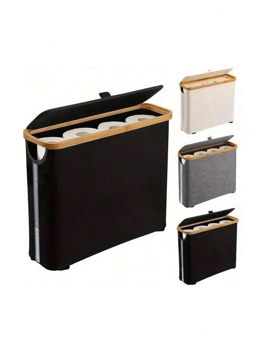 1 pieza Soporte plegable para papel de tissue con tapa, caja de almacenamiento de tela minimalista con ventana, contenedor de almacenamiento multiusos para baño, cocina, dormitorio, decoración del hogar y organizador de baño de verano