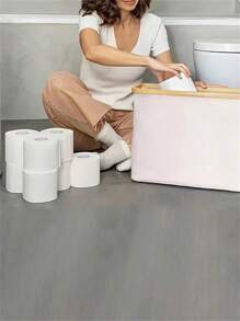 1 pieza Soporte plegable para papel de tissue con tapa, caja de almacenamiento de tela minimalista con ventana, contenedor de almacenamiento multiusos para baño, cocina, dormitorio, decoración del hogar y organizador de baño de verano