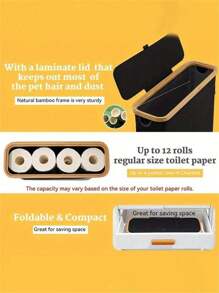 1 pieza Soporte plegable para papel de tissue con tapa, caja de almacenamiento de tela minimalista con ventana, contenedor de almacenamiento multiusos para baño, cocina, dormitorio, decoración del hogar y organizador de baño de verano