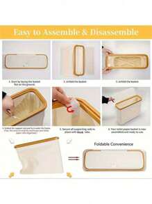 1 pieza Soporte plegable para papel de tissue con tapa, caja de almacenamiento de tela minimalista con ventana, contenedor de almacenamiento multiusos para baño, cocina, dormitorio, decoración del hogar y organizador de baño de verano