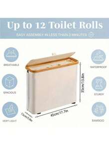 1 pieza Soporte plegable para papel de tissue con tapa, caja de almacenamiento de tela minimalista con ventana, contenedor de almacenamiento multiusos para baño, cocina, dormitorio, decoración del hogar y organizador de baño de verano
