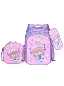 3 In 1 Kit Kids Backpack 3D PU School Bag Set Cute Cartoon Baby Girls - 16A-33-1 - View 1