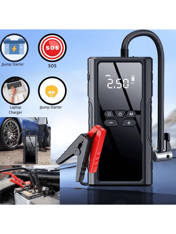 A Portable Multifunctional Wireless Air Pump, Car Ignition Start, Emergency Lighting, Precise Digital Display, Automatic Stop, Car Air Pump, Ball Inflatable Toy Tire Inflator