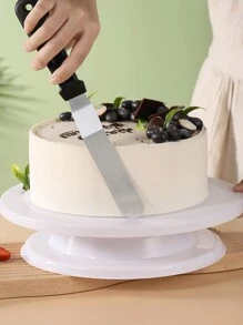 Set de 6 piezas Plataforma giratoria de plástico para tartas, mesa rotatoria de plástico para decorar cremas, pastas y masa, herramientas DIY para hornear