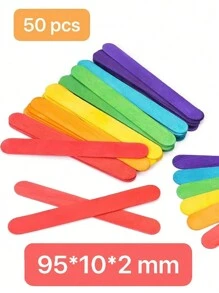 200 Pcs Colored Popsicle Sticks For Crafts, 4.5 Inch Colored Wooden Craft Sticks, Ice Cream Sticks, Rainbow Popsicle Sticks, Great For DIY Craft Creative Designs And Children Education,Kids Tweezers,Acrylic Popsicle Sticks,Kids Crafting - Multicolor - View 19
