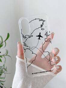 Travel, Tourism, Airplane Route Design Phone Case, Airplane Print Phone Case, "My Heart Is Beating With You" Love Slogan Phone Case, Compatible With IPhone Case & Galaxy Case, Phone Case Compatible With IPhone 17 / 17 Air / 17 Pro / 17 Pro Max, Cover Compatible With IPhone & Galaxy Protective Shell, Compatible With IPhone 13 Case, Compatible With IPhone 15 Case, Compatible With IPhone 16 Pro Max Case, Cover For S26/S26 PLUS/S26 Ultra - Multicolor - View 2