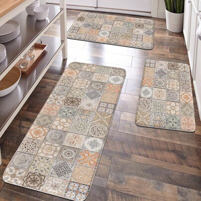 1pc Home, Room, Bathroom, Bath Mat, Non-Slip Bath Mat, Kitchen Decor, Kitchen Mat, Bathroom Set, Soft Plush Surface, Anti-Fatigue Mat, Vintage Floral Geometric Pattern Mat, Bohemian Mat, Classic Minimalist Style Mat, Soft And Comfortable Surface, Relieve Feet Fatigue, Women Valentine Gift Birthday Boyfriend Girlfriend Home Bathroom Decor Bath Rug Floor Carpet Outdoor Rug Door Mat Fall Decor Bathroom Accessories Back To School Entryway Decor