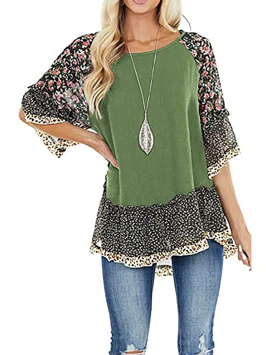 Plus Size Basic Tops - Green - View 1