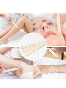 100pcs Professional Large Size Wooden Waxing Sticks Applicator Spatula - Beige - View 7