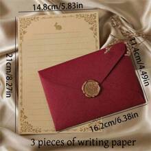 1/5/10 Pieces Letter Paper And Envelope Set - Thick Linen Envelopes, Handwritten Love Letter Stationery For Boyfriends And Girlfriends - Red - View 8