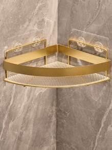 Triangular Bathroom Shelf, Wall Mount Storage Rack For Toilet, Shower Room, No Drilling Required Home Bathroom Decor Bathroom Organizer Fall Decor Back To School Bathroom - Gold - View 2