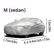 Thicker 190T Silver Coated Waterproof And Dustproof Car Cover With Reflective Strip, Full Car Protection Against Sun And Rain