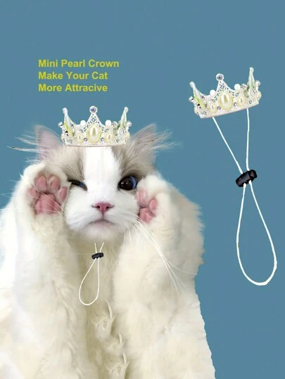 Corona y tocado de cumpleaños para mascotas perros y gatos, accesorios para el pelo con diadema de perlas, decoración de cumpleaños